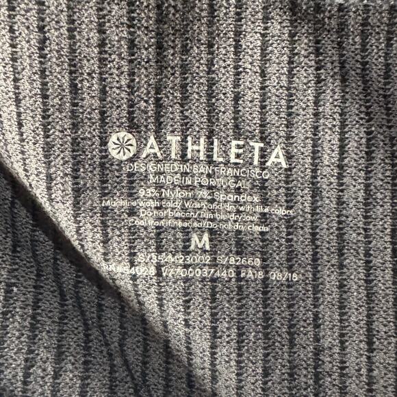 Athleta Medium Flurry Base Layer Top Long Sleeve Stretch Ribbed Colorblock Gray - Picture 7 of 7